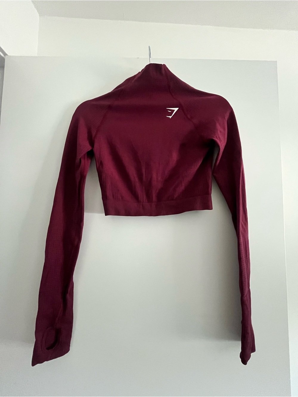Gymshark Burgundy Long-Sleeve Cropped Workout Top